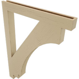 Ekena Millwork - BKTUR035X34X46IMP05RCPR - Timberthane Faux Wood Imperial Style Bracket, Block Ends, 3 1/2"W x 34"D x 46"H, Primed Tan