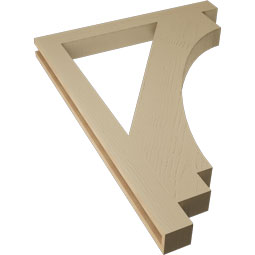Ekena Millwork - BKTUR035X34X46IMP05RCPR - Timberthane Faux Wood Imperial Style Bracket, Block Ends, 3 1/2"W x 34"D x 46"H, Primed Tan