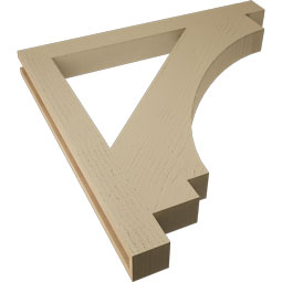 Ekena Millwork - BKTUR035X36X36IMP05RCPR - Timberthane Faux Wood Imperial Style Bracket, Block Ends, 3 1/2"W x 36"D x 36"H, Primed Tan
