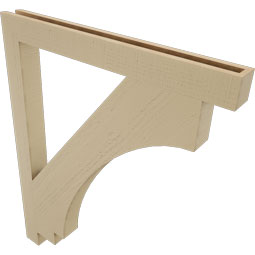 Ekena Millwork - BKTUR035X36X44IMP05RCPR - Timberthane Faux Wood Imperial Style Bracket, Block Ends, 3 1/2"W x 36"D x 44"H, Primed Tan