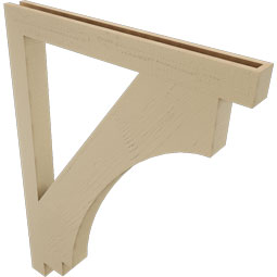 Ekena Millwork - BKTUR035X36X48IMP05RCPR - Timberthane Faux Wood Imperial Style Bracket, Block Ends, 3 1/2"W x 36"D x 48"H, Primed Tan