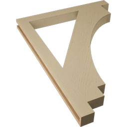 Ekena Millwork - BKTUR035X36X48IMP05RCPR - Timberthane Faux Wood Imperial Style Bracket, Block Ends, 3 1/2"W x 36"D x 48"H, Primed Tan