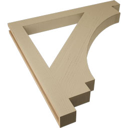 Ekena Millwork - BKTUR035X38X38IMP05RCPR - Timberthane Faux Wood Imperial Style Bracket, Block Ends, 3 1/2"W x 38"D x 38"H, Primed Tan