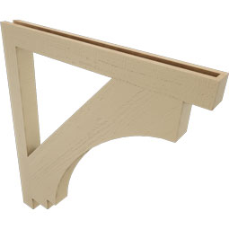 Ekena Millwork - BKTUR035X38X42IMP05RCPR - Timberthane Faux Wood Imperial Style Bracket, Block Ends, 3 1/2"W x 38"D x 42"H, Primed Tan