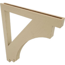 Ekena Millwork - BKTUR035X38X46IMP05RCPR - Timberthane Faux Wood Imperial Style Bracket, Block Ends, 3 1/2"W x 38"D x 46"H, Primed Tan