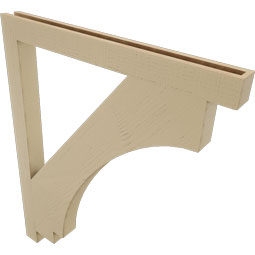 Ekena Millwork - BKTUR035X40X48IMP05RCPR - Timberthane Faux Wood Imperial Style Bracket, Block Ends, 3 1/2"W x 40"D x 48"H, Primed Tan
