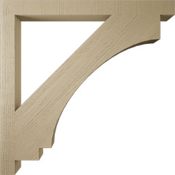 Ekena Millwork - BKTUR035X42X42IMP05RCPR - Timberthane Faux Wood Imperial Style Bracket, Block Ends, 3 1/2"W x 42"D x 42"H, Primed Tan