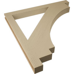 Ekena Millwork - BKTUR035X42X42IMP05RCPR - Timberthane Faux Wood Imperial Style Bracket, Block Ends, 3 1/2"W x 42"D x 42"H, Primed Tan