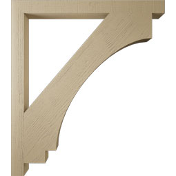 Ekena Millwork - BKTUR035X42X48IMP05RCPR - Timberthane Faux Wood Imperial Style Bracket, Block Ends, 3 1/2"W x 42"D x 48"H, Primed Tan