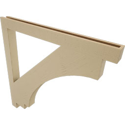 Ekena Millwork - BKTUR035X44X44IMP05RCPR - Timberthane Faux Wood Imperial Style Bracket, Block Ends, 3 1/2"W x 44"D x 44"H, Primed Tan