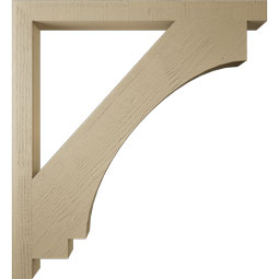 Ekena Millwork - BKTUR035X44X48IMP05RCPR - Timberthane Faux Wood Imperial Style Bracket, Block Ends, 3 1/2"W x 44"D x 48"H, Primed Tan