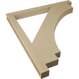 Ekena Millwork - BKTUR035X44X48IMP05RCPR - Timberthane Faux Wood Imperial Style Bracket, Block Ends, 3 1/2"W x 44"D x 48"H, Primed Tan