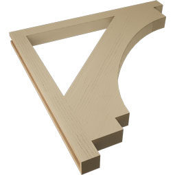 Ekena Millwork - BKTUR035X46X46IMP05RCPR - Timberthane Faux Wood Imperial Style Bracket, Block Ends, 3 1/2"W x 46"D x 46"H, Primed Tan