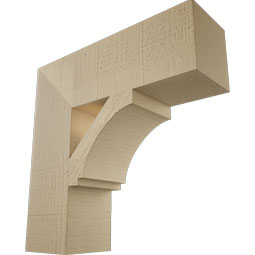 Ekena Millwork - BKTUR055X18X18IMP05RCPR - Timberthane Faux Wood Imperial Style Bracket, Block Ends, 5 1/2"W x 18"D x 18"H, Primed Tan