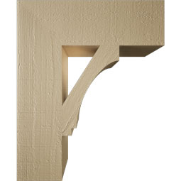 Ekena Millwork - BKTUR055X18X22IMP05RCPR - Timberthane Faux Wood Imperial Style Bracket, Block Ends, 5 1/2"W x 18"D x 22"H, Primed Tan