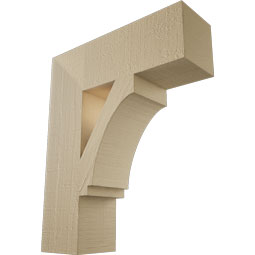 Ekena Millwork - BKTUR055X18X22IMP05RCPR - Timberthane Faux Wood Imperial Style Bracket, Block Ends, 5 1/2"W x 18"D x 22"H, Primed Tan