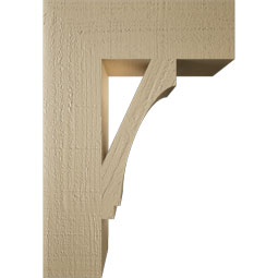 Ekena Millwork - BKTUR055X18X26IMP05RCPR - Timberthane Faux Wood Imperial Style Bracket, Block Ends, 5 1/2"W x 18"D x 26"H, Primed Tan