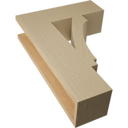 Ekena Millwork - BKTUR055X18X26IMP05RCPR - Timberthane Faux Wood Imperial Style Bracket, Block Ends, 5 1/2"W x 18"D x 26"H, Primed Tan