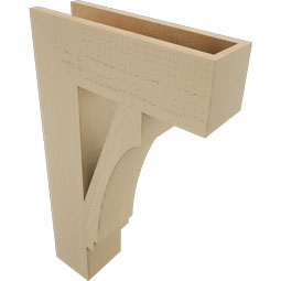 Ekena Millwork - BKTUR055X18X30IMP05RCPR - Timberthane Faux Wood Imperial Style Bracket, Block Ends, 5 1/2"W x 18"D x 30"H, Primed Tan
