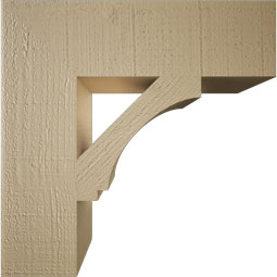 Ekena Millwork - BKTUR055X20X20IMP05RCPR - Timberthane Faux Wood Imperial Style Bracket, Block Ends, 5 1/2"W x 20"D x 20"H, Primed Tan