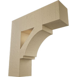 Ekena Millwork - BKTUR055X20X20IMP05RCPR - Timberthane Faux Wood Imperial Style Bracket, Block Ends, 5 1/2"W x 20"D x 20"H, Primed Tan