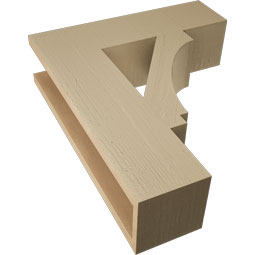 Ekena Millwork - BKTUR055X20X24IMP05RCPR - Timberthane Faux Wood Imperial Style Bracket, Block Ends, 5 1/2"W x 20"D x 24"H, Primed Tan