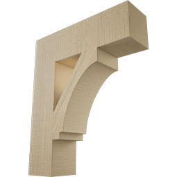 Ekena Millwork - BKTUR055X20X24IMP05RCPR - Timberthane Faux Wood Imperial Style Bracket, Block Ends, 5 1/2"W x 20"D x 24"H, Primed Tan