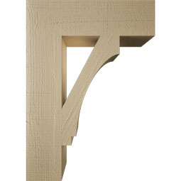 Ekena Millwork - BKTUR055X20X28IMP05RCPR - Timberthane Faux Wood Imperial Style Bracket, Block Ends, 5 1/2"W x 20"D x 28"H, Primed Tan