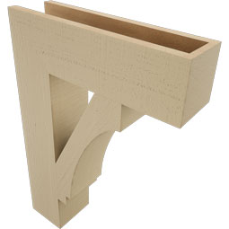 Ekena Millwork - BKTUR055X20X28IMP05RCPR - Timberthane Faux Wood Imperial Style Bracket, Block Ends, 5 1/2"W x 20"D x 28"H, Primed Tan