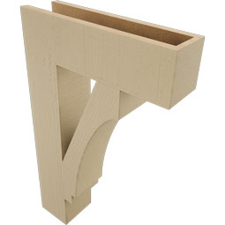 Ekena Millwork - BKTUR055X20X32IMP05RCPR - Timberthane Faux Wood Imperial Style Bracket, Block Ends, 5 1/2"W x 20"D x 32"H, Primed Tan