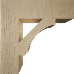 Ekena Millwork - BKTUR055X22X22IMP05RCPR - Timberthane Faux Wood Imperial Style Bracket, Block Ends, 5 1/2"W x 22"D x 22"H, Primed Tan