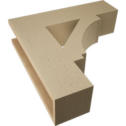 Ekena Millwork - BKTUR055X22X22IMP05RCPR - Timberthane Faux Wood Imperial Style Bracket, Block Ends, 5 1/2"W x 22"D x 22"H, Primed Tan