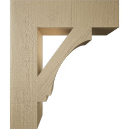 Ekena Millwork - BKTUR055X22X26IMP05RCPR - Timberthane Faux Wood Imperial Style Bracket, Block Ends, 5 1/2"W x 22"D x 26"H, Primed Tan