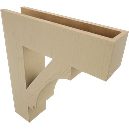 Ekena Millwork - BKTUR055X22X26IMP05RCPR - Timberthane Faux Wood Imperial Style Bracket, Block Ends, 5 1/2"W x 22"D x 26"H, Primed Tan