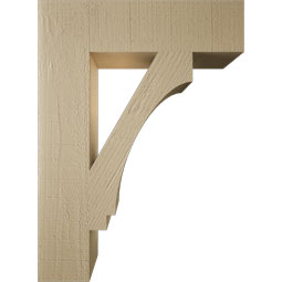 Ekena Millwork - BKTUR055X22X30IMP05RCPR - Timberthane Faux Wood Imperial Style Bracket, Block Ends, 5 1/2"W x 22"D x 30"H, Primed Tan