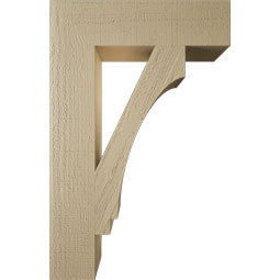 Ekena Millwork - BKTUR055X22X34IMP05RCPR - Timberthane Faux Wood Imperial Style Bracket, Block Ends, 5 1/2"W x 22"D x 34"H, Primed Tan