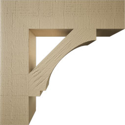 Ekena Millwork - BKTUR055X24X24IMP05RCPR - Timberthane Faux Wood Imperial Style Bracket, Block Ends, 5 1/2"W x 24"D x 24"H, Primed Tan