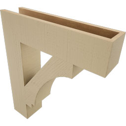 Ekena Millwork - BKTUR055X24X28IMP05RCPR - Timberthane Faux Wood Imperial Style Bracket, Block Ends, 5 1/2"W x 24"D x 28"H, Primed Tan
