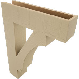 Ekena Millwork - BKTUR055X24X32IMP05RCPR - Timberthane Faux Wood Imperial Style Bracket, Block Ends, 5 1/2"W x 24"D x 32"H, Primed Tan