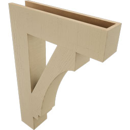 Ekena Millwork - BKTUR055X24X36IMP05RCPR - Timberthane Faux Wood Imperial Style Bracket, Block Ends, 5 1/2"W x 24"D x 36"H, Primed Tan