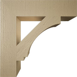 Ekena Millwork - BKTUR055X26X26IMP05RCPR - Timberthane Faux Wood Imperial Style Bracket, Block Ends, 5 1/2"W x 26"D x 26"H, Primed Tan