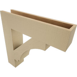 Ekena Millwork - BKTUR055X26X26IMP05RCPR - Timberthane Faux Wood Imperial Style Bracket, Block Ends, 5 1/2"W x 26"D x 26"H, Primed Tan