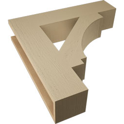 Ekena Millwork - BKTUR055X26X26IMP05RCPR - Timberthane Faux Wood Imperial Style Bracket, Block Ends, 5 1/2"W x 26"D x 26"H, Primed Tan