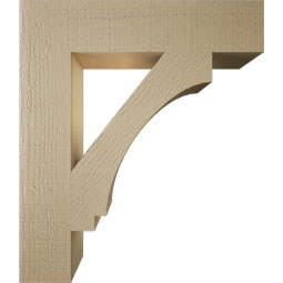 Ekena Millwork - BKTUR055X26X30IMP05RCPR - Timberthane Faux Wood Imperial Style Bracket, Block Ends, 5 1/2"W x 26"D x 30"H, Primed Tan