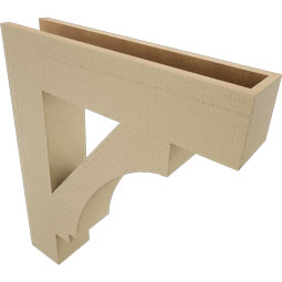 Ekena Millwork - BKTUR055X26X30IMP05RCPR - Timberthane Faux Wood Imperial Style Bracket, Block Ends, 5 1/2"W x 26"D x 30"H, Primed Tan