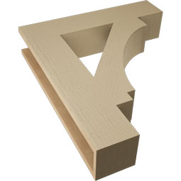 Ekena Millwork - BKTUR055X26X30IMP05RCPR - Timberthane Faux Wood Imperial Style Bracket, Block Ends, 5 1/2"W x 26"D x 30"H, Primed Tan