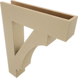 Ekena Millwork - BKTUR055X26X34IMP05RCPR - Timberthane Faux Wood Imperial Style Bracket, Block Ends, 5 1/2"W x 26"D x 34"H, Primed Tan