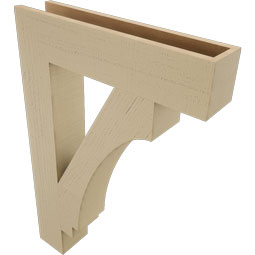 Ekena Millwork - BKTUR055X26X38IMP05RCPR - Timberthane Faux Wood Imperial Style Bracket, Block Ends, 5 1/2"W x 26"D x 38"H, Primed Tan