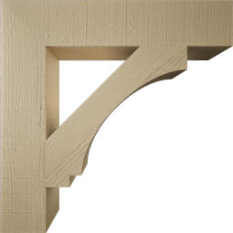 Ekena Millwork - BKTUR055X28X28IMP05RCPR - Timberthane Faux Wood Imperial Style Bracket, Block Ends, 5 1/2"W x 28"D x 28"H, Primed Tan