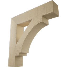 Ekena Millwork - BKTUR055X28X28IMP05RCPR - Timberthane Faux Wood Imperial Style Bracket, Block Ends, 5 1/2"W x 28"D x 28"H, Primed Tan